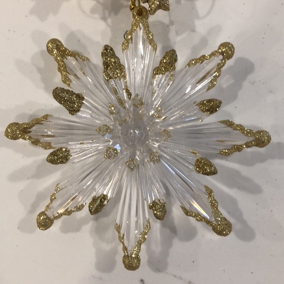 🎄Vintage acrylic plastic starsnowflake Christmas ornaments set (7) clear gold - Picture 7 of 10